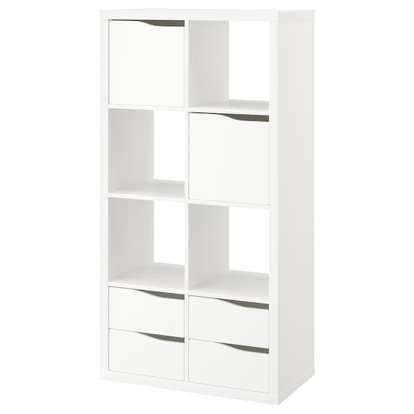 IKEA KALLAX shelving unit, with 2 doors with 4 drawers/wave shaped, 57 7/8x30 3/8 in White, Ikea Ireland | 7483OBRCM