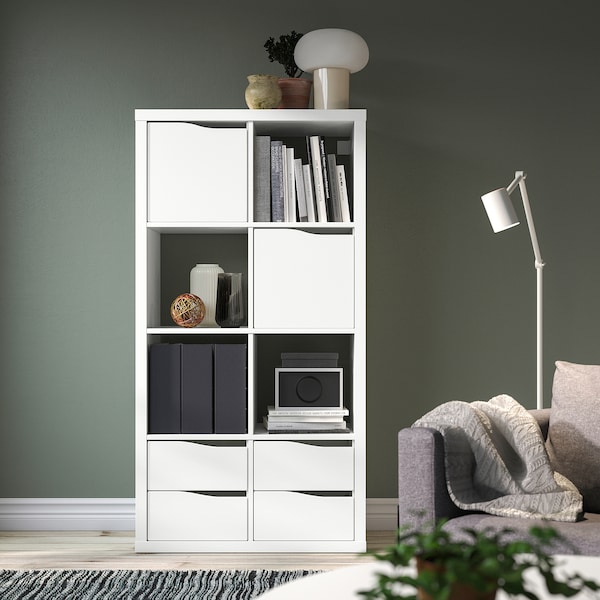 IKEA KALLAX shelving unit, with 2 doors with 4 drawers/wave shaped, 57 7/8x30 3/8 in White, Ikea Ireland | 7483OBRCM