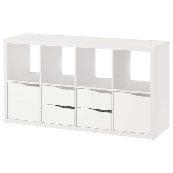IKEA KALLAX shelving unit, with 2 doors with 4 drawers/wave shaped, 57 7/8x30 3/8 in White, Ikea Ireland | 7483OBRCM