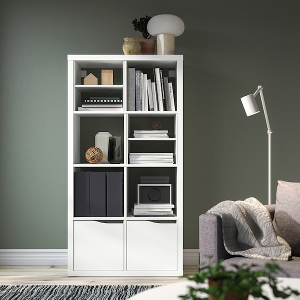 IKEA KALLAX shelving unit, with 2 doors with 2 shelf inserts/wave shaped, 57 7/8x30 3/8 in White, Ikea Ireland | 2397BYSZO