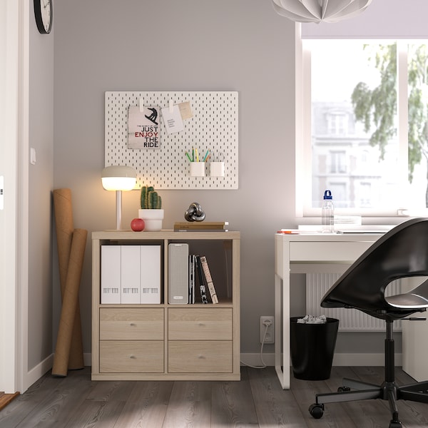 IKEA KALLAX shelving unit, with 4 drawers, 30 3/8x30 3/8 in White Stained Oak Effect, Ikea Ireland | 3729LCHXT