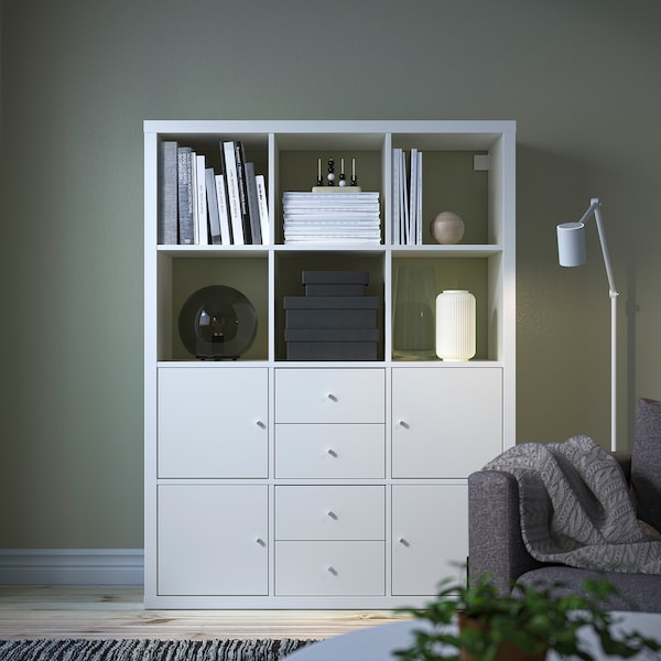 IKEA KALLAX shelving unit with 6 inserts, 44 1/8x57 7/8 in White, Ikea Ireland | 8475QVGKT