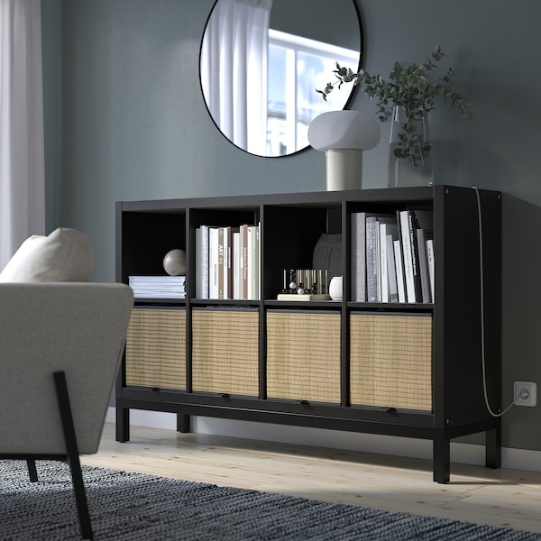 IKEA KALLAX shelving unit with underframe, 57 7/8x37 in Black / Brown / Black, Ikea Ireland | 9172ZJBYP