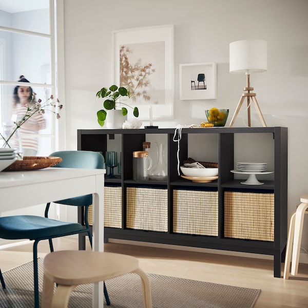 IKEA KALLAX shelving unit with underframe, 57 7/8x37 in Black / Brown / Black, Ikea Ireland | 9172ZJBYP