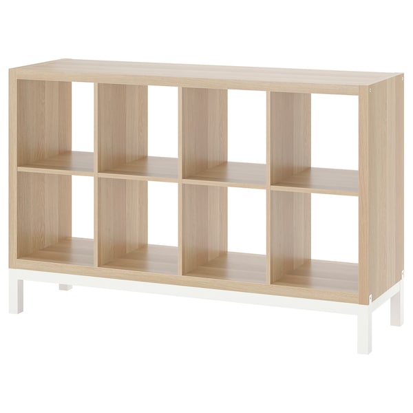 IKEA KALLAX shelving unit with underframe, 57 7/8x37 in White Stained Oak Effect / White, Ikea Ireland | 6190JRBQD