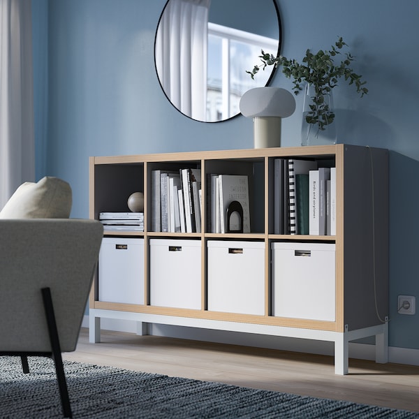IKEA KALLAX shelving unit with underframe, gray wood effect, 57 7/8x37 in White, Ikea Ireland | 4680FITVS