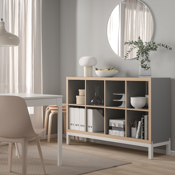 IKEA KALLAX shelving unit with underframe, gray wood effect, 57 7/8x37 in White, Ikea Ireland | 4680FITVS
