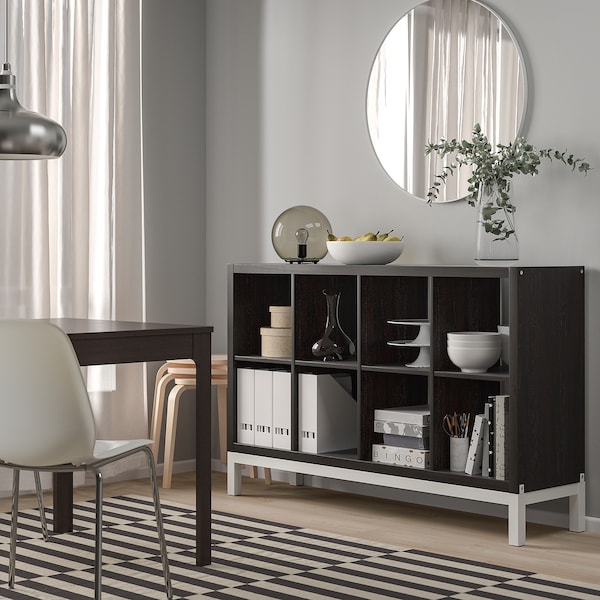 IKEA KALLAX shelving unit with underframe, 57 7/8x37 in Black / Brown / White, Ikea Ireland | 1503RZWNA