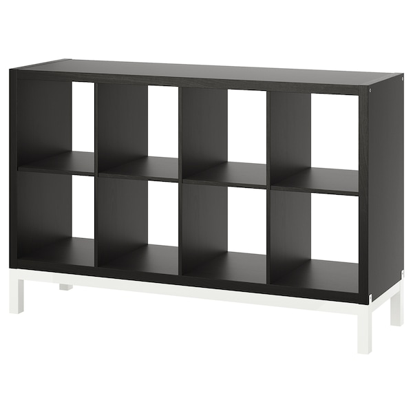 IKEA KALLAX shelving unit with underframe, 57 7/8x37 in Black / Brown / White, Ikea Ireland | 1503RZWNA