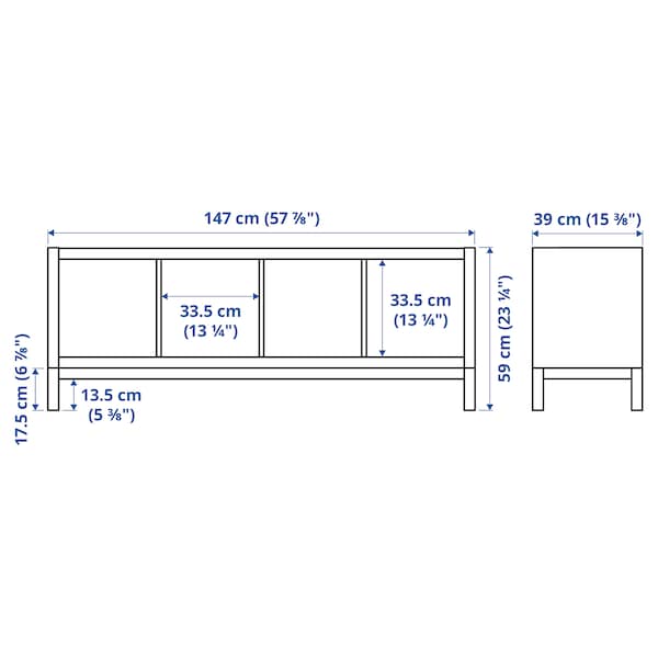 IKEA KALLAX shelving unit with underframe, 57 7/8x23 1/4 in White Stained Oak Effect / Black, Ikea Ireland | 3741TNUSK