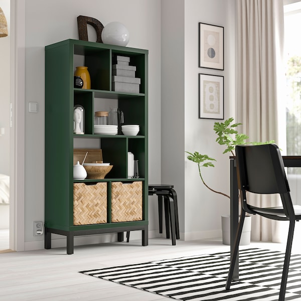 IKEA KALLAX shelving unit with underframe, dark green/black, 30 1/8x15 3/8x64 5/8 in, Ikea Ireland | 7094ARYSP