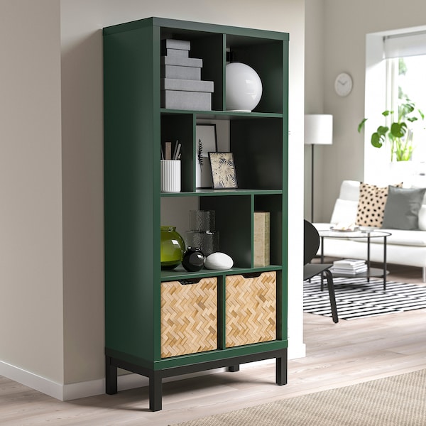 IKEA KALLAX shelving unit with underframe, dark green/black, 30 1/8x15 3/8x64 5/8 in, Ikea Ireland | 7094ARYSP
