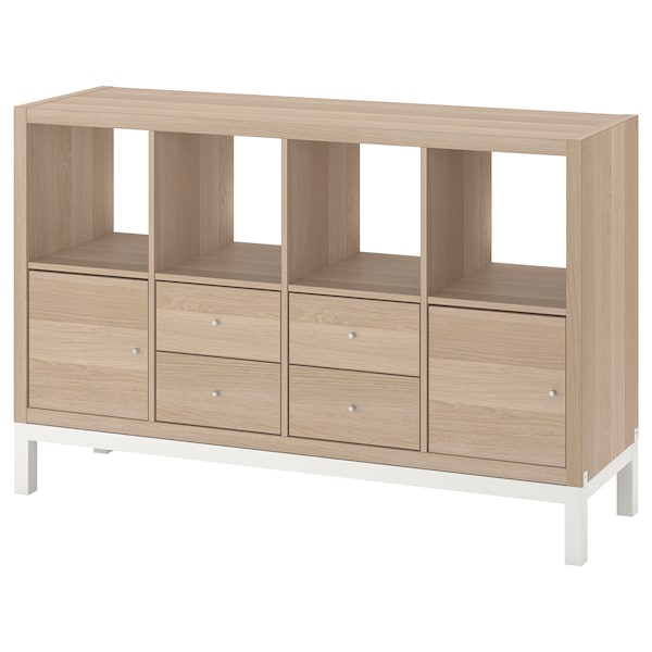 IKEA KALLAX shelving unit with underframe, with 2 doors/4 drawers, 57 7/8x37 in White Stained Oak Effect, Ikea Ireland | 5132EKHWS
