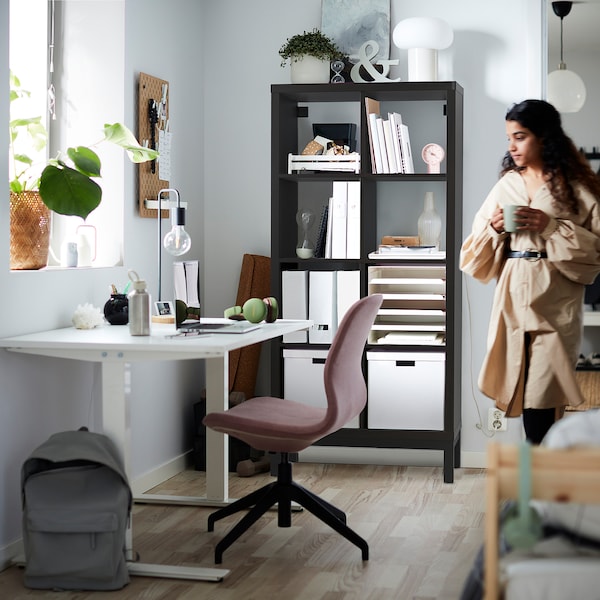 IKEA KALLAX shelving unit with underframe, 30 3/8x64 5/8 in Black / Brown / Black, Ikea Ireland | 5730MQHRE