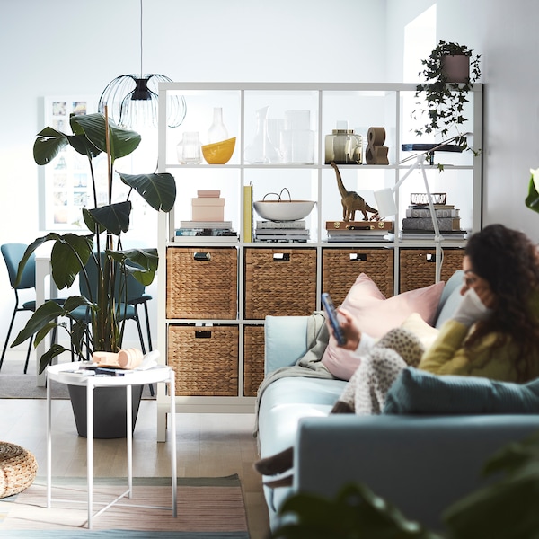 IKEA KALLAX shelving unit with underframe, 57 7/8x64 5/8 in White / White, Ikea Ireland | 2450ICOHB