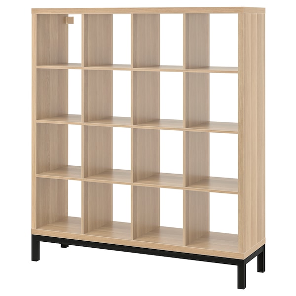IKEA KALLAX shelving unit with underframe, 57 7/8x64 5/8 in White Stained Oak Effect / Black, Ikea Ireland | 7120QZYVW