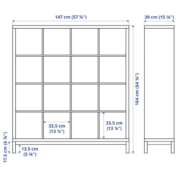 IKEA KALLAX shelving unit with underframe, 57 7/8x64 5/8 in Black / Brown / White, Ikea Ireland | 7413XGKZA