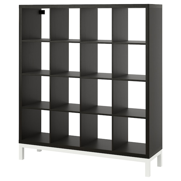 IKEA KALLAX shelving unit with underframe, 57 7/8x64 5/8 in Black / Brown / White, Ikea Ireland | 7413XGKZA