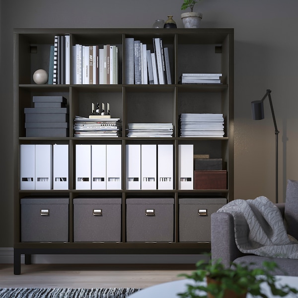 IKEA KALLAX shelving unit with underframe, 57 7/8x64 5/8 in Black / Brown / Black, Ikea Ireland | 2165CLPMZ