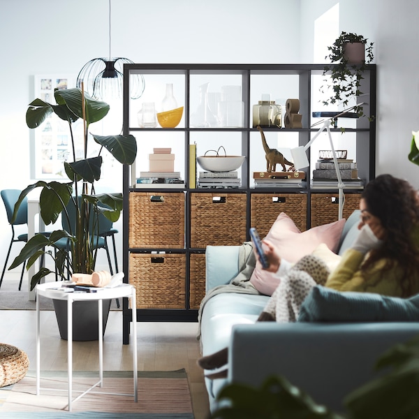 IKEA KALLAX shelving unit with underframe, 57 7/8x64 5/8 in Black / Brown / Black, Ikea Ireland | 2165CLPMZ