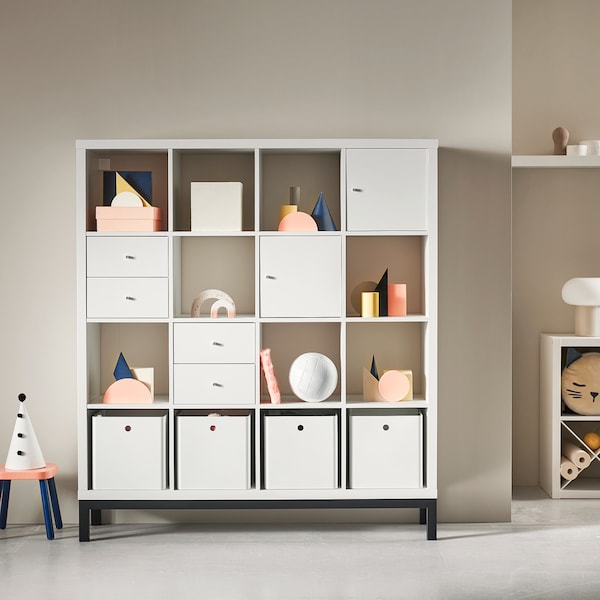 IKEA KALLAX shelving unit with underframe, 57 7/8x64 5/8 in White / Black, Ikea Ireland | 6782MASYT