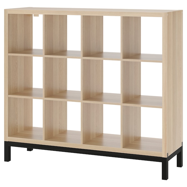 IKEA KALLAX shelving unit with underframe, 57 7/8x50 3/4 in White Stained Oak Effect / Black, Ikea Ireland | 2738ZSLHV