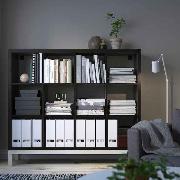 IKEA KALLAX shelving unit with underframe, 57 7/8x50 3/4 in Black / Brown / White, Ikea Ireland | 4568YNHBX