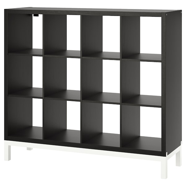 IKEA KALLAX shelving unit with underframe, 57 7/8x50 3/4 in Black / Brown / White, Ikea Ireland | 4568YNHBX