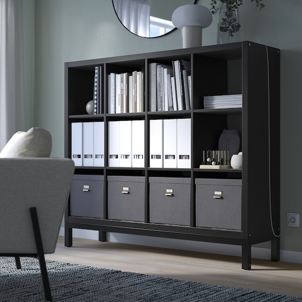 IKEA KALLAX shelving unit with underframe, 57 7/8x50 3/4 in Black / Brown / Black, Ikea Ireland | 4769FRUXS