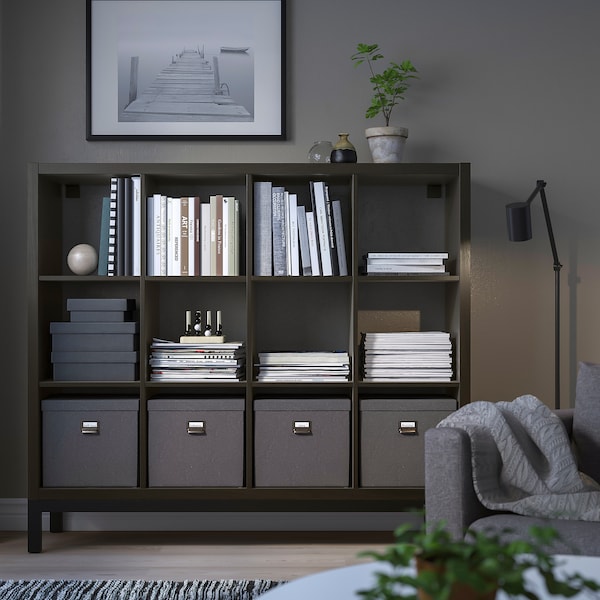 IKEA KALLAX shelving unit with underframe, 57 7/8x50 3/4 in Black / Brown / Black, Ikea Ireland | 4769FRUXS