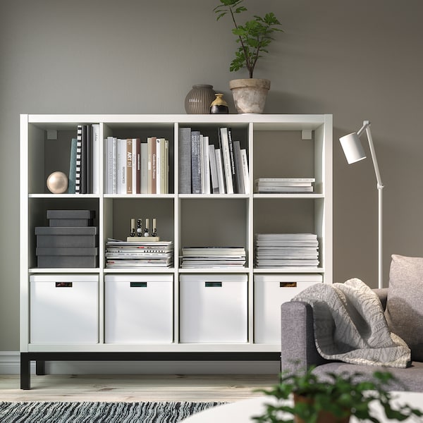 IKEA KALLAX shelving unit with underframe, 57 7/8x50 3/4 in White / Black, Ikea Ireland | 1752XYMKS