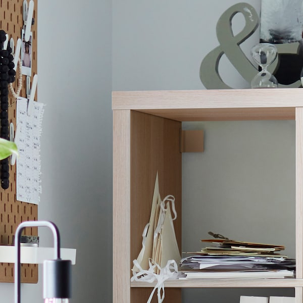 IKEA KALLAX shelving unit with underframe, 30 3/8x37 in White Stained Oak Effect / Black, Ikea Ireland | 1084EWBHU
