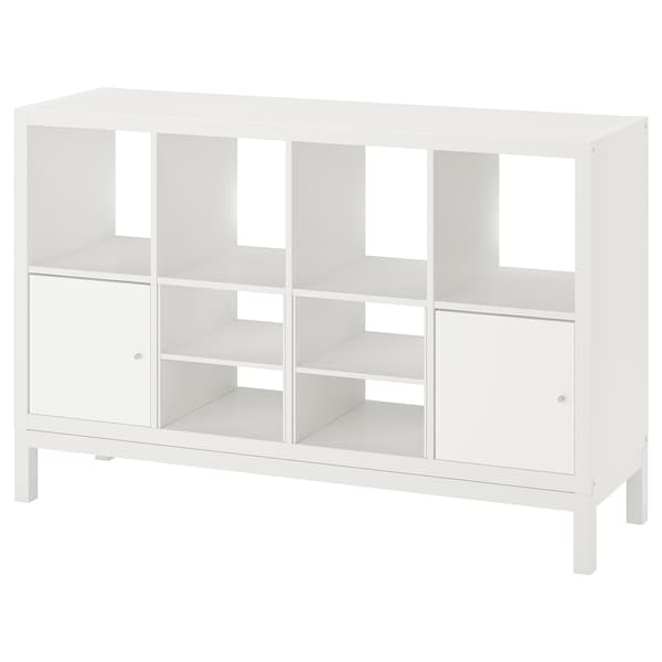 IKEA KALLAX shelving unit with underframe, with 2 doors/with 2 shelf inserts, 57 7/8x37 in White, Ikea Ireland | 7130TCFYV