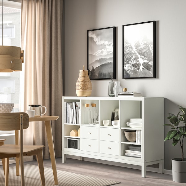 IKEA KALLAX shelving unit with underframe, with 4 drawers/with 2 shelf inserts, 57 7/8x37 in White, Ikea Ireland | 9784FYWGI