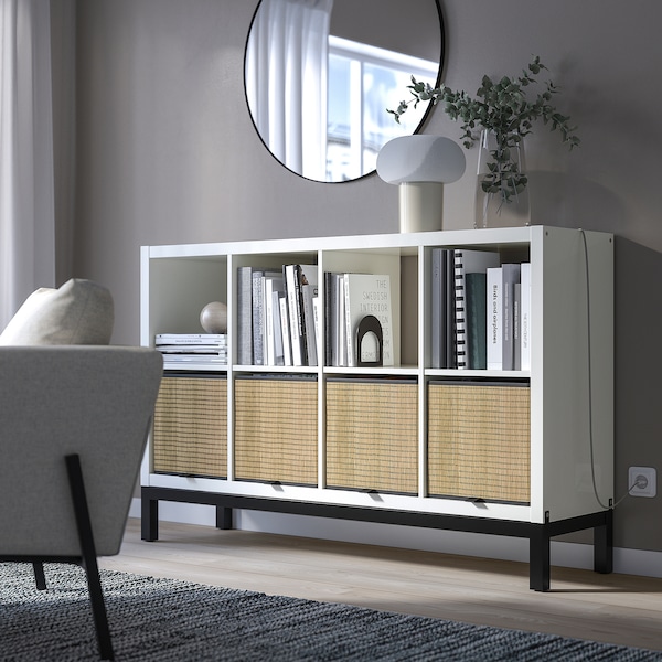 IKEA KALLAX shelving unit with underframe, high-gloss, 57 7/8x37 in White / Black, Ikea Ireland | 9041GMYAO