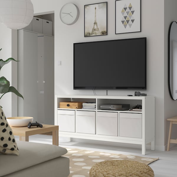 IKEA KALLAX tv bench with underframe, 57 7/8x15 3/8x30 3/4 in White, Ikea Ireland | 3921UPCKI