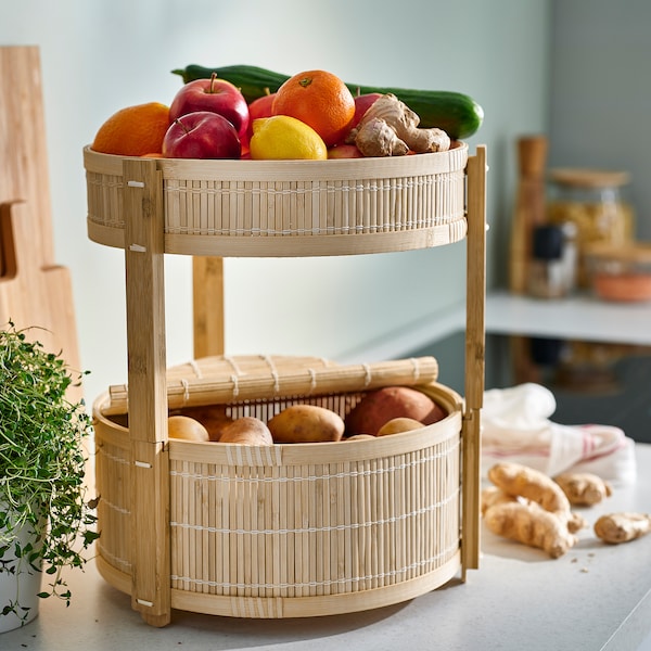 IKEA KANELMOTT vegetable/fruit basket, set of 2, bamboo, Ikea Ireland | 4739MNQXJ