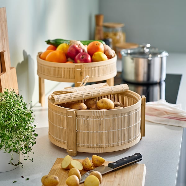 IKEA KANELMOTT vegetable/fruit basket, set of 2, bamboo, Ikea Ireland | 4739MNQXJ