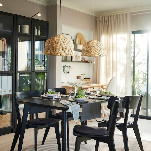 IKEA KAPPELAND / HEMMA pendant lamp Rattan / Black, Ikea Ireland | 5198BGWXL