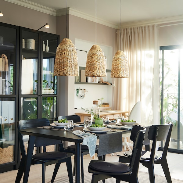 IKEA KAPPELAND / HEMMA pendant lamp Rattan / Black, Ikea Ireland | 0678WTPBZ