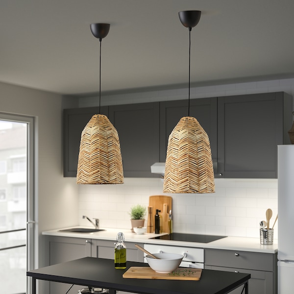 IKEA KAPPELAND / HEMMA pendant lamp Rattan / Black, Ikea Ireland | 0678WTPBZ