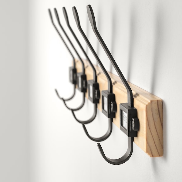 IKEA KARTOTEK rack with 5 hooks, pine/gray, Ikea Ireland | 2786SGNOI