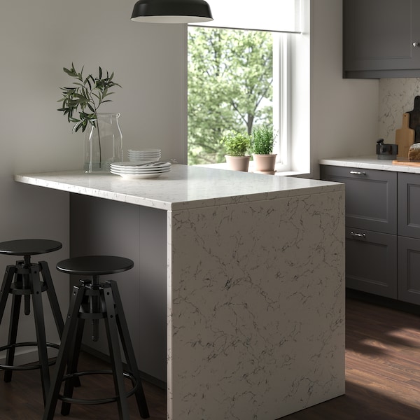 IKEA KASKER custom countertop, 1 1/8 in Off White Gray Marble Effect / Quartz, Ikea Ireland | 9572LVXSK