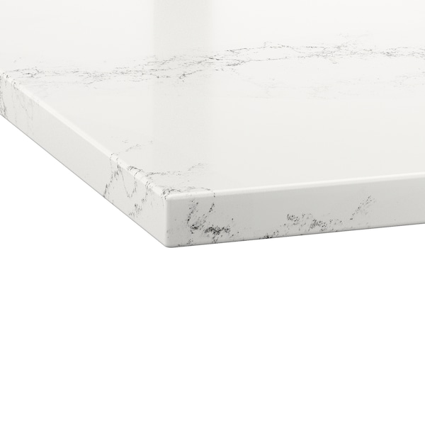 IKEA KASKER custom countertop, 1 1/8 in White Lively Marble Effect / Quartz, Ikea Ireland | 4617VWXAO