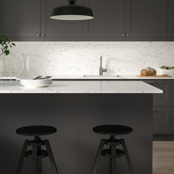 IKEA KASKER custom countertop, 3/4 in Off White Gray Marble Effect / Quartz, Ikea Ireland | 3758QEFGZ