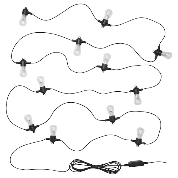 IKEA KASTTÅG LED string light with 12 lights, black/outdoor, Ikea Ireland | 2976WNJUX