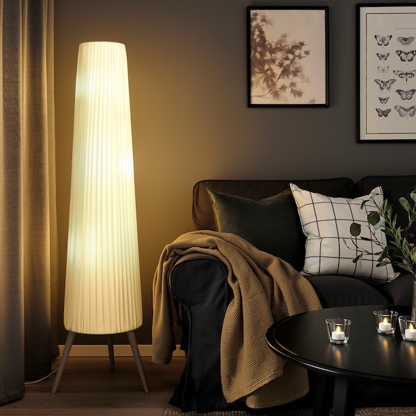 IKEA ÖKENSAND floor lamp, beech/white, Ikea Ireland | 5926UQICW