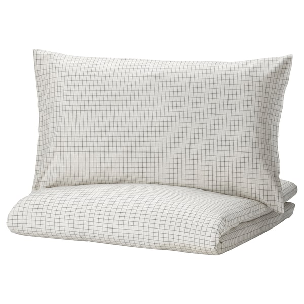 IKEA ÅKERFIBBLA duvet cover and pillowcase(s), Full/Queen (Double/Queen) White Black, Ikea Ireland | 0127YHPLI