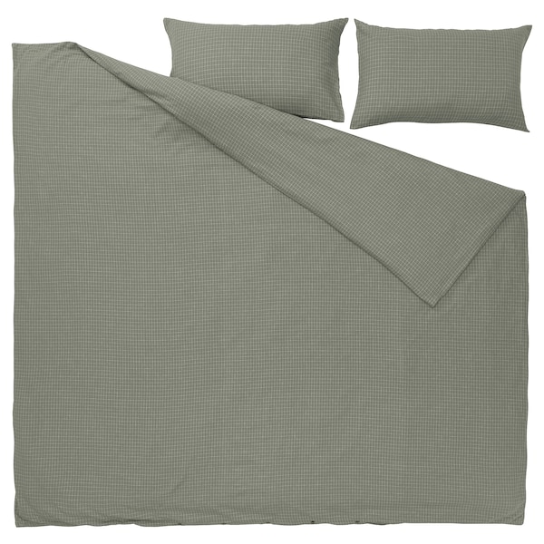 IKEA ÅKERFIBBLA duvet cover and pillowcase(s), check, King Blue / Green White, Ikea Ireland | 8415ZPAHW