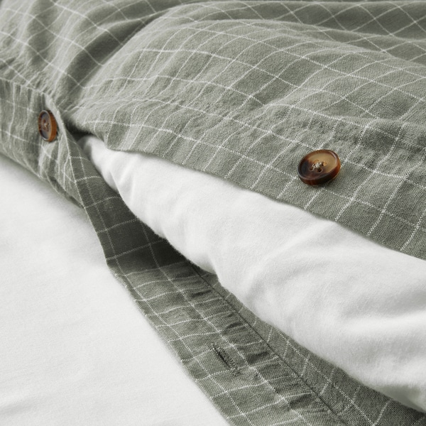 IKEA ÅKERFIBBLA duvet cover and pillowcase(s), check, King Blue / Green White, Ikea Ireland | 8415ZPAHW